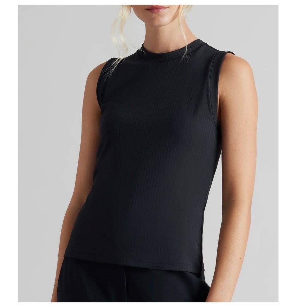 RHONE Black Ribbed Tank Top